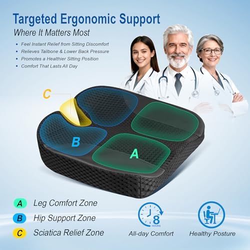 Lofty Aim Car Seat Cushion for Driving, Memory Foam Driver Seat Cushion - Image 5