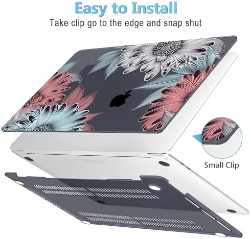Mektron for MacBook Pro 16 inch A2141 Case 2020 2019 Release with Retina Display & Touch Bar & Touch ID, Blooming Chrysanthemums Plastic Hard Shell Cover Keyboard Skin Screen Protector Dust Plug - Image 3