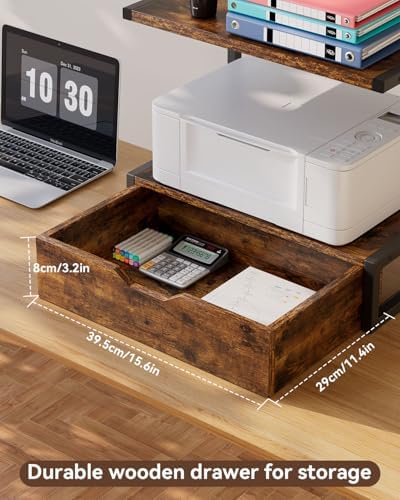 IBUYKE 2 Tier Desktop Printer Stand with Storage Drawer TLJ015H - Image 4