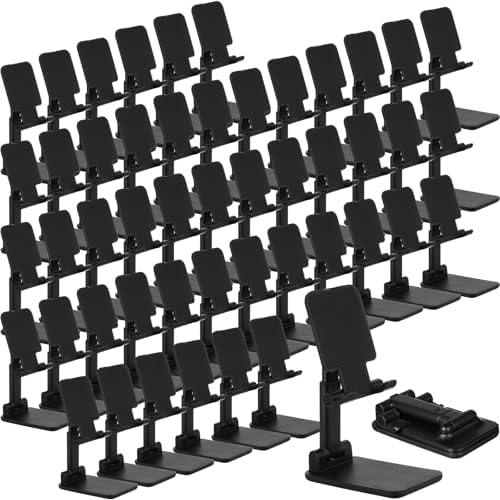 Wonderjune 12 Pcs Cell Phone Stand for Desk Phone Holder Stand Foldable Angle Height Adjustable Portable Holder Tablet for Office Travel Photography (Black) by Wonderjune