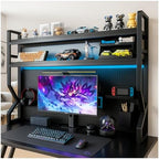Desktop Hutch Bookshelf,Many Gifts,Metal Desktop Bookcase with pegboard, Desk Shelf Black, Countertop Storage Organizer Rack for Dorm or Office,Desktop Shelves(Black, 37.4" Lx9.9 Wx39 H) by Unknown