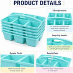 gisgfim 6 Pack Plastic Classroom Caddy with 6-Compartments Plastic Storage Caddies with Handle 6 Compartments Table Caddy Organizer Versatile Table Caddies for Classroom Office Storage, Lake Blue - Image 3