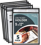 5 Pack Job Ticket Holders 9x12 - Work Order Plastic Sleeves for Documents - Shop Ticket Holders - Heavy Duty Plastic Permit Holder Sleeves - Dry Erase Pocket - Dry Erase Sleeve - Clear Pocket Sleeve by Juzari