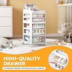Rolling Cart with 5 Drawers, Clear Plastic Drawer Organizers, Vanity Cart - Image 4
