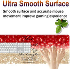 Large Gaming Mouse Pad, Keyboard Wrist Rest + Mouse Wrist Pad + Coaster Combination Set, Memory Sponge Non-Slip Base. Suitable for Office and Home, Red Glitter Quote Proverbs 31-25 - Image 4