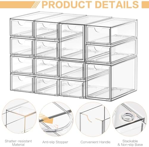 Desk Organizer with 14 Drawers, Clear, Stackable - Image 5