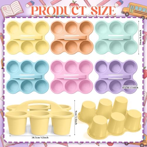 Suclain 6 Pcs Plastic Caddy Organizer with Handle Classroom, Macaron Color - Image 2