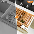Bamboo Drawer Organizer, 5-Piece Stackable Trays with Removable Dividers - Image 5