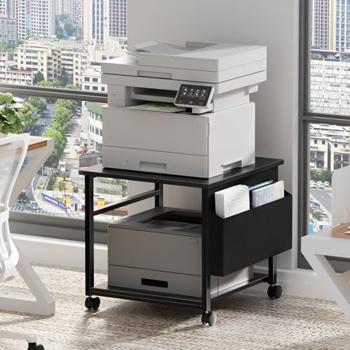 Lerliuo Black Large Printer Stand with Storage by Lerliuo
