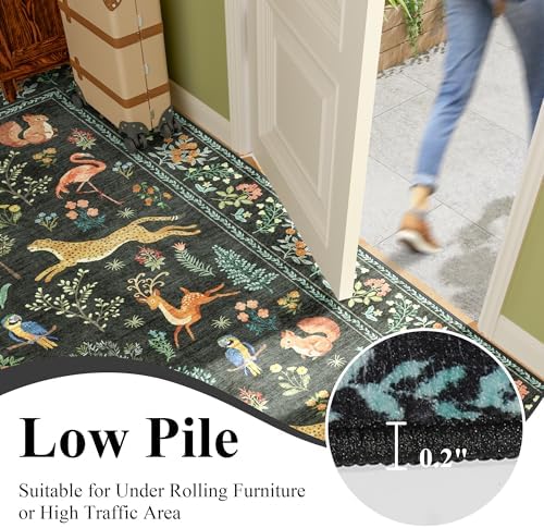 DUKINO 3x14 Runner Rug for Hallway, Washable Animal Kitchen Rugs, Black - Image 7