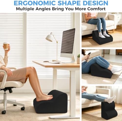 26D Foot Rest for Under Desk at Work, Ergonomic Memory Foam, Black - Image 7