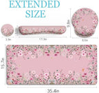 LIMKRIAN Floral Desk Mat Set, Cute Pink Desk Accessories Gifts for Women - Image 5