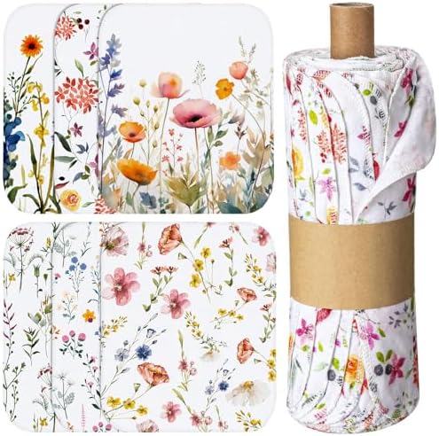 60 Pack Reusable Kitchen Cloths Cotton Towel, Wildflowers by Noveread