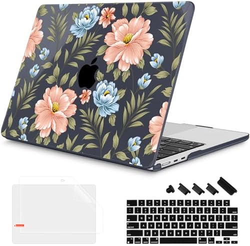 Mektron for 2026/2025/2024/2023 MacBook Air 15 INCH M5 A3448 /M4 A3241 /M3 A3114 /M2 A2941 Case, Printed Plastic Hard Shell Cover with 15.3" Liquid Retina Display Touch ID, Flower C400 by Mektron