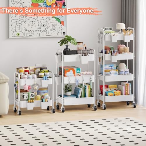 4 Tier Rolling Storage Cart Metal with Wheels, 37in Heavy Duty Roller Carts - Image 2