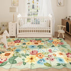DUKINO 5x7 Area Rugs for Bedroom, Floral Washable Rug Non Slip, Green - Image 3