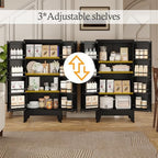 Black Kitchen Pantry Storage Cabinet, 48" Metal Storage Cabinet - Image 5