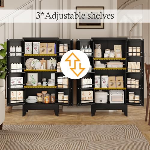 Black Kitchen Pantry Storage Cabinet, 48" Metal Storage Cabinet - Image 5