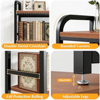 VECELO Retro Brown 2-Tier Desktop Bookshelf, Metal Desk Hutch with Grid Panel, 45.3 Inch Wide Countertop Storage Organizer for Bedroom & Dorm - Image 4