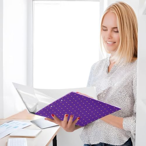 Standard View 3 Ring Binder, Purple Orange Polka Dot Durable Flexible Portable Waterproof Hardcover 1.5 Inch D Rings 500-Sheet Capacity Organizer 1PC - Image 4