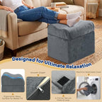 Foot Rest for Under Desk at Work, Ergonomic 2-in-1 Footrest Stool with 3 Adjustable Heights, Wave Contoured Foam Leg & Feet Support Cushion with Washable Velvet Cover for Office Chair, Gaming, Car - Image 3