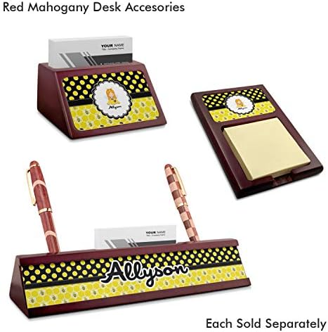 Personalized Honeycomb, Bees & Polka Dots Red Mahogany Sticky Note Holder - Image 3