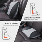 1p Memory Foam Lumbar Support Pillow for car Lower Back Pain Relief - Back Cushion for Driving, Chair Support for Car-Office Chair（Black&Grey） - Image 4