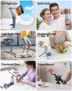 OMOTON TP02-Pro Magnetic Phone Holder, 5-in-1 Tripod Stand with Rear Attachment Plate | Desk, Kitchen, Gym, Vlogging | iPhone 12-17 Series, Blue - Image 5