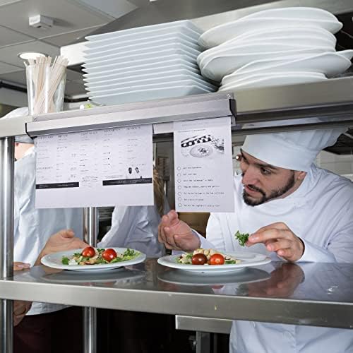 Henoyso 2 Pcs Restaurant Ticket Holder 16/18/24/28/30/32/40/44" Slide Check Rack Receipt Holder Aluminum Silver Order Ticket Rack for Commercial Kitchen Office Cafes Pubs Bar(16 Inch,No Slot) - Image 6