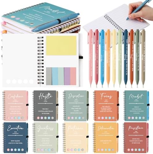 40 Pcs Motivational Inspirational Notebook Bulk with Notes Pen,Macaron by TecUnite