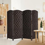 HALLYBEE Short Room Divider Folding Privacy Screens,4 Panel Dark Mocha by HALLYBEE