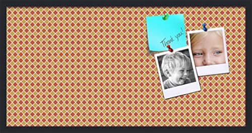 PinPix 36x18 inch Cork Bulletin Board. This Decorative Framed Pin Board Comes with Diamond Pattern in Red and Orange Design and Satin Black. Ideal for Home, Office Decor or School (PinPix-331) by PinPixBulletinBoards