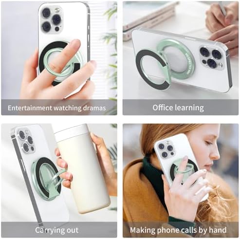 RESPECTED BRO-Magnetic-Phone-Ring-Holder with Dual Rings, Compatible with iPhone 17/16/15/14/13/12, Multifunctional Stand for Office, Gym, Kitchen & All Metal Surfaces, Finger Loop Grip (Light Green) - Image 3
