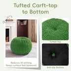 Hobestluk Stuffed Pouf Ottoman Footrest,Round Footstool,Large,Grass Green - Image 6