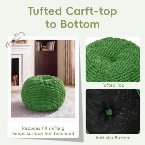 Hobestluk Stuffed Pouf Ottoman Footrest,Round Footstool,Large,Grass Green - Image 6