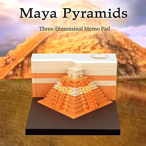 3D Memo Pad,Pyramids 3D Art Notepad DIY Non-Stick Sticky Note Pad, Torn Paper Display Castle 3D Paper Carving Notepad - Image 2