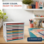 Scrapbook Paper Organizer Storage 12" x 12", 12 Slots File Sorter Storage, Desktop Paper Organizer Rack, 12 Tier Craft paper Holder for Home Office - Image 6