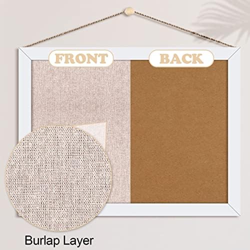 Teling 6 Pack Wood Bulletin Boards with Linen 12''x 16'' Cork Board for Walls with 60 Pushpin Decorative Wood Framed Display for Classroom School Office Bedroom (White) - Image 3