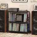 Sonyabecca 3-Tier Record Player Stand with Adjustable Vinyl Storage, Black by Sonyabecca