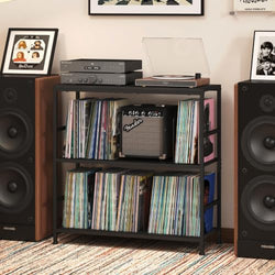 Sonyabecca 3-Tier Record Player Stand with Adjustable Vinyl Storage, Black by Sonyabecca