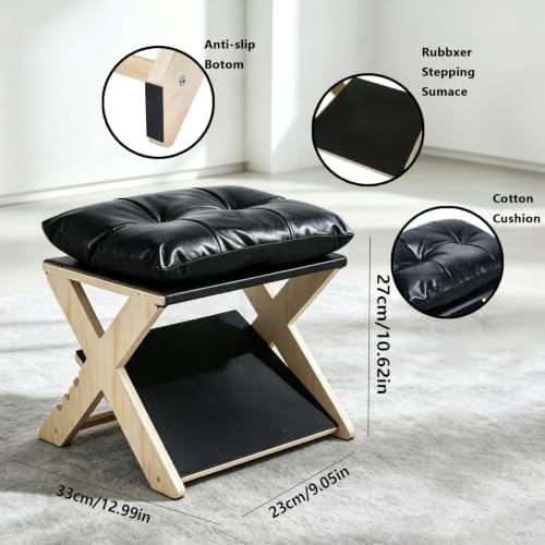 Under Desk Footrest Ergonomic Wooden Foot Stool Foot Rest with 3 Heights - Image 7