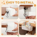 Reallnaive 8 Pcs Desk Side Storage for Classroom Back to School Desk Side Organizer Gift No Drill Holder Clamp Plastic Desks Organizer for Table Chair to Hold Pen Phone Notebook for Office Classroom - Image 3