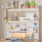 Adjustable Desktop Hutch Bookshelf with Pegboard, 38.9" Wide by OUKMIC