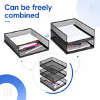 3 Pack Wire Mesh Letter Trays, Black Metal Magazine File Holder, Stackable Desk Tray Single Wire Mesh Organizer, Metal Paper Tray Office Document Organizer (12.8 x 9.84 Inch) - Image 6