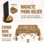 Acacia Wood Sofa Arm Tray - 3-in-1 Couch Arm Table with Phone Holder, Cup Holder & Foldable Tray - Armrest Clip-On Design for Couch with 360° Rotated Phone Holder - Image 4