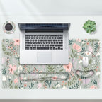 AIMSA Keyboard Mouse Pad Set, Extended Mouse Pad, Keyboard Wrist Rest Support, Memory Foam Ergonomic Desk Pad Set for Home Office Study Game, Pink White Flowers Plants - Image 5