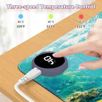 Heated Desk Pad Large Mouse Pad 23.6 x 14.1 inch with 3 Levels Heating & Auto Shut-Off Warm Mouse pad PU Leather Computer Mousepad for Home Office Work - Sea Turtles in The Ocean - Image 5