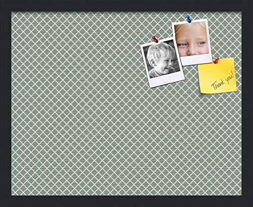 PinPix 20x16 inch Cork Bulletin Board. This Decorative Framed Pin Board Comes with Diamond Pattern in Nile Green Design and Satin Black. Ideal for Home, Office Decor or School (PinPix-380) by PinPixBulletinBoards