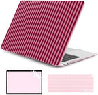 DONGKE Case for MacBook Air 13 Inch (2021-2018 Models A2337 M1/A2179/A1932), Red & Pink Stripes Hard Shell Case with Keyboard Protector, Compatible with Retina Display and Touch ID by DONGKE