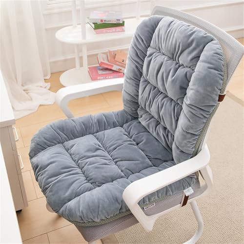 Plush Desk Chair Cushion with Ties Non-Slip Office Chair Cushions with High Back Soft Pink Seat Cushion Cute for Gamer Dorm Desk Chair (Light Gray) by Unknown